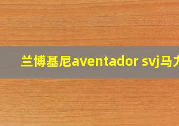 兰博基尼aventador svj马力